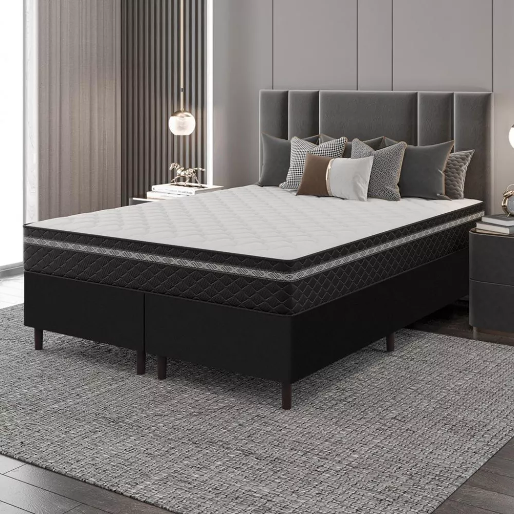 Cama Box Queen 158cm Molas Ensacadas Bari 2Cen Umaflex