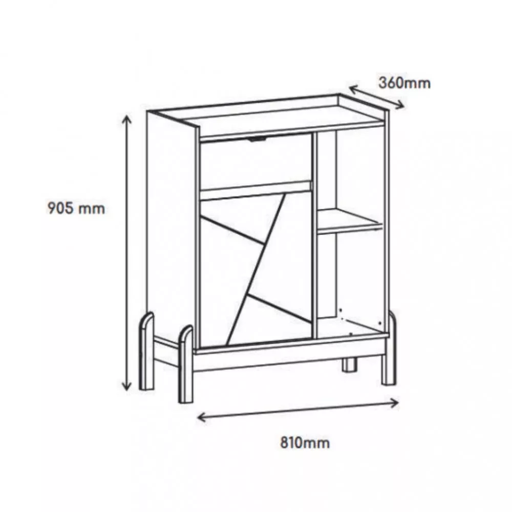 Aparador Bar 1 Porta 1 Gavetas com Pés de Madeira Bari Casa D