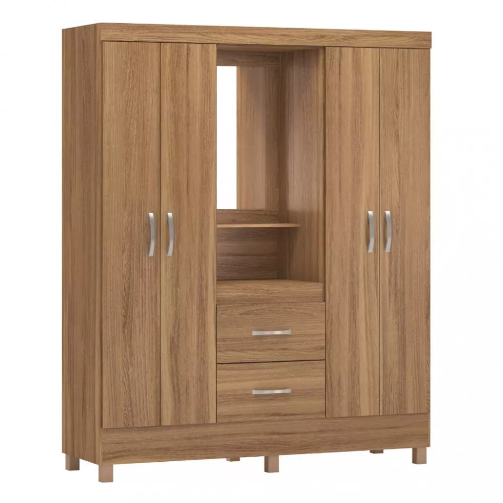 Guarda Roupa Solteiro 4 Portas 2 Gavetas Lord Demobile