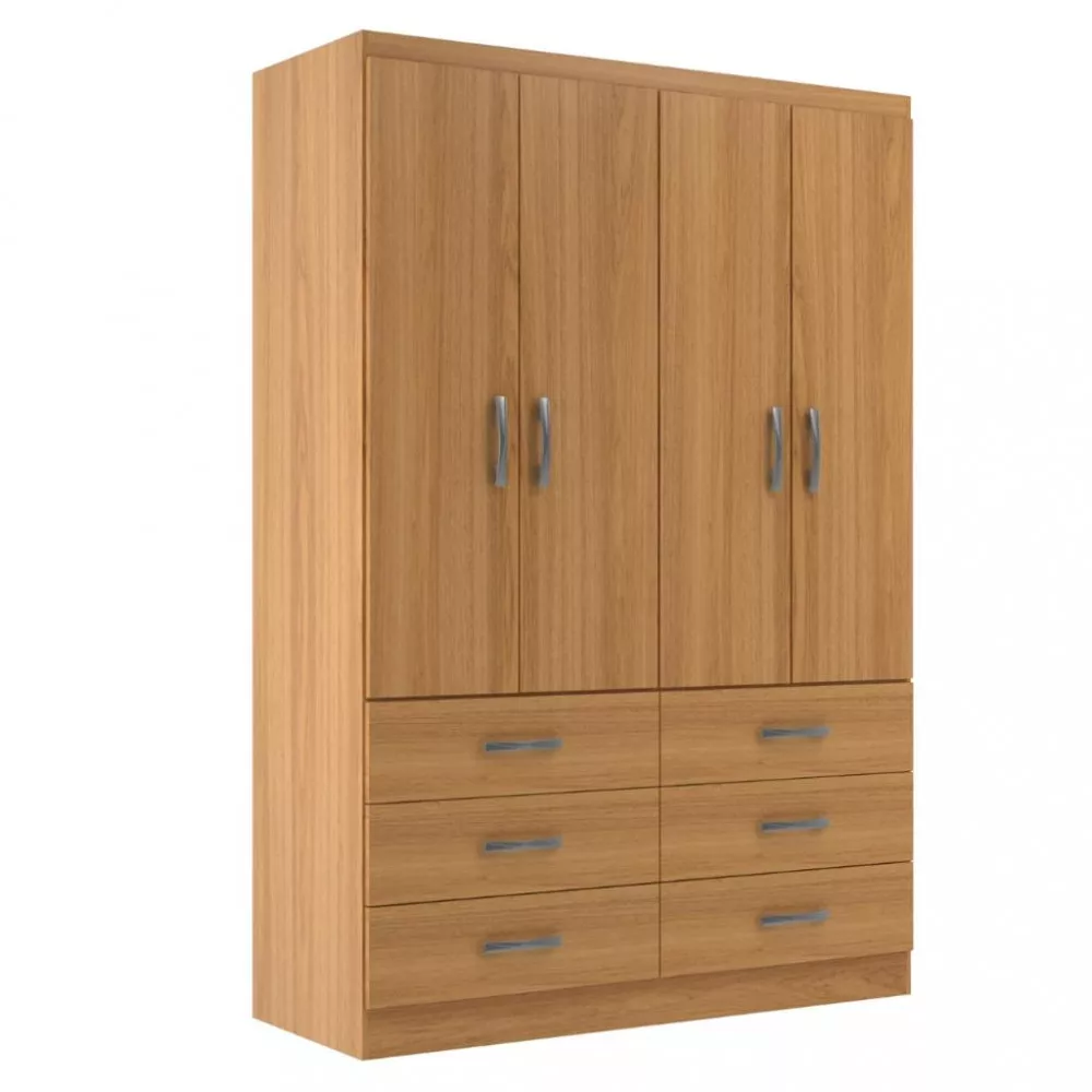 Guarda Roupa Solteiro 4 Portas 6 Gavetas Treviso Evidência