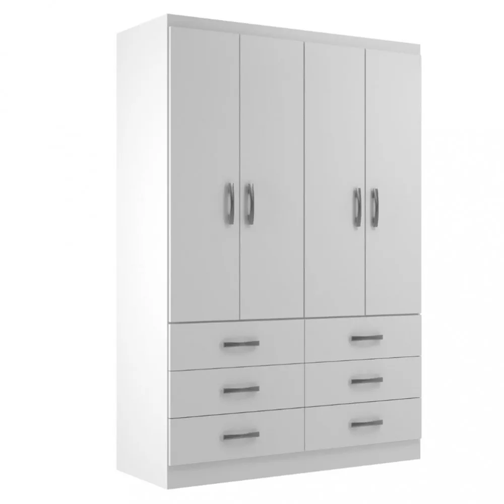 Guarda Roupa Solteiro 4 Portas 6 Gavetas Treviso Evidência