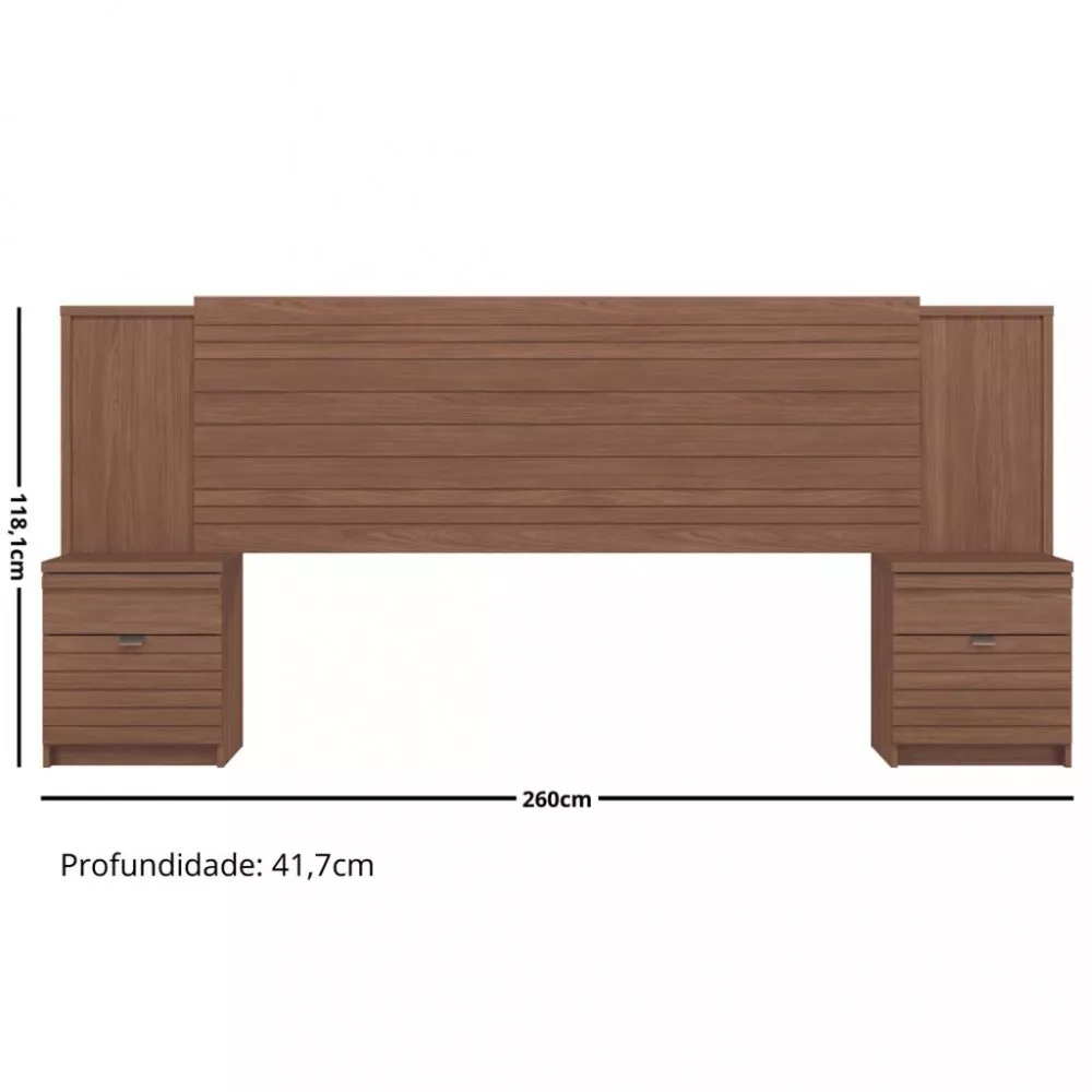 Cabeceira Queen com 2 Mesas de Cabeceira Democrata Santos Andira