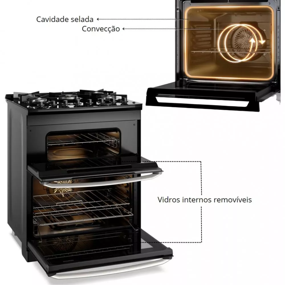 Image 1 of 5 of Fogão 5 Bocas Electrolux Experience FE5DP com Mesa de Vidro