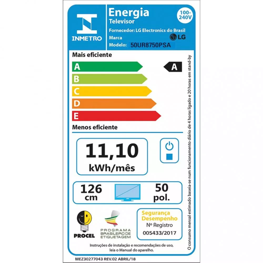 Image 6 of 7 of Smart TV LG 50 Polegadas 4K UHD 50UR8750 2023