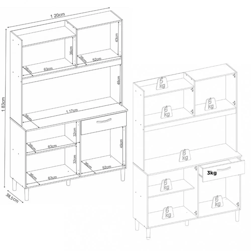 Cozinha Compacta 6 Portas 1 Gaveta Iris Demobile