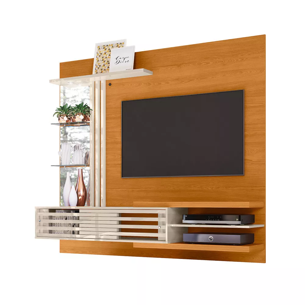 Painel para TV até 55 Polegadas com LED e Espelho 2 Portas de Correr Frizz Supreme Madetec