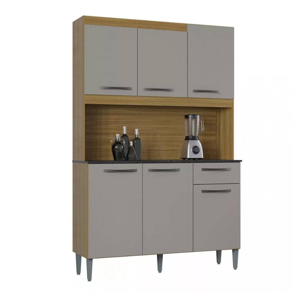 Cozinha Compacta 6 Portas 1 Gaveta 120cm Livia Poquema