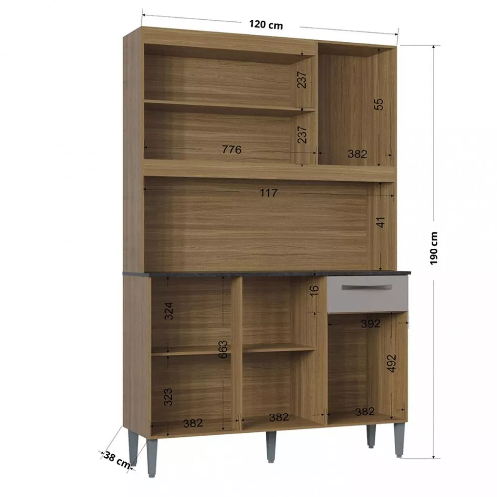 Cozinha Compacta 6 Portas 1 Gaveta 120cm Livia Poquema