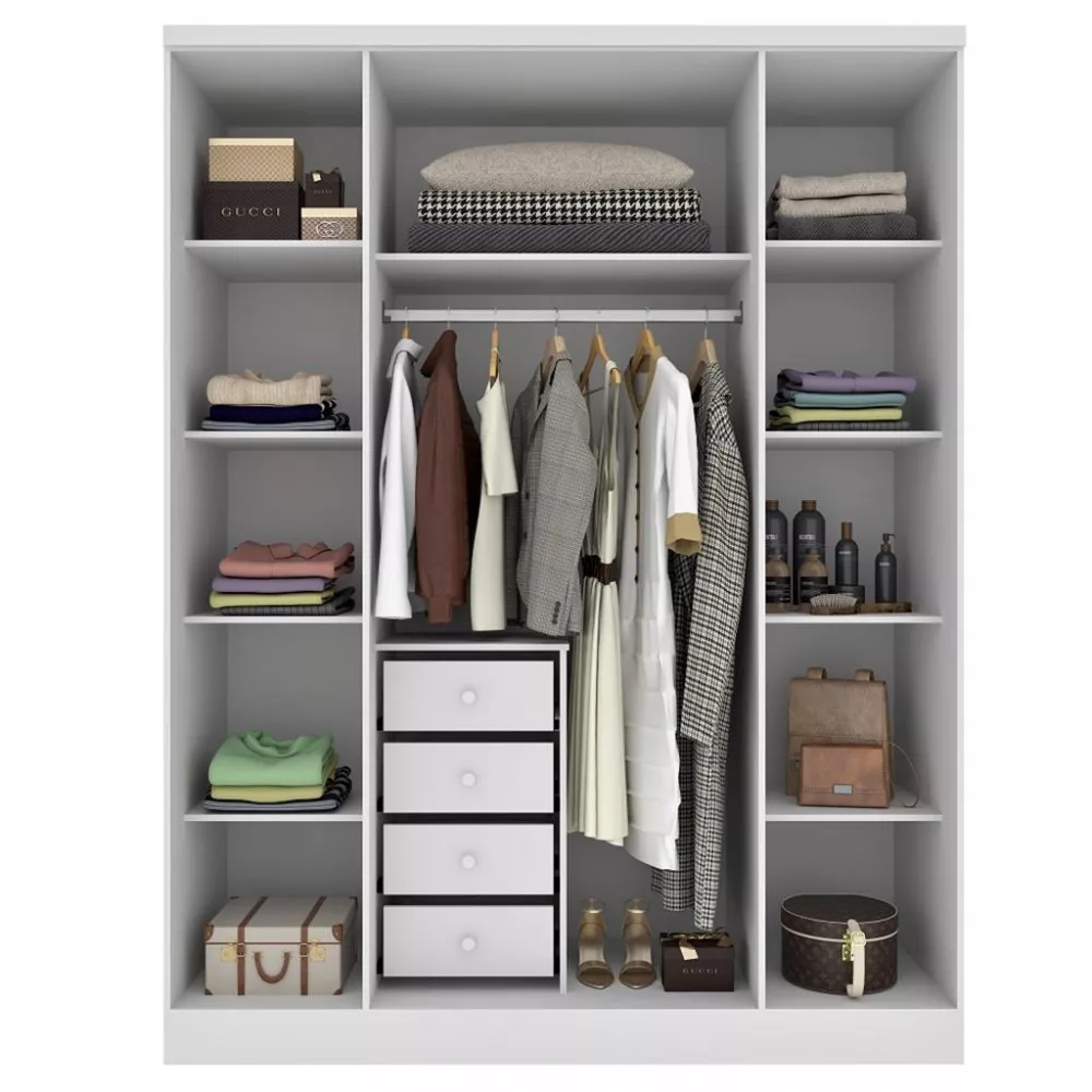 Guarda Roupa Solteiro 4 Portas 4 Gavetas Sevilla Tcil