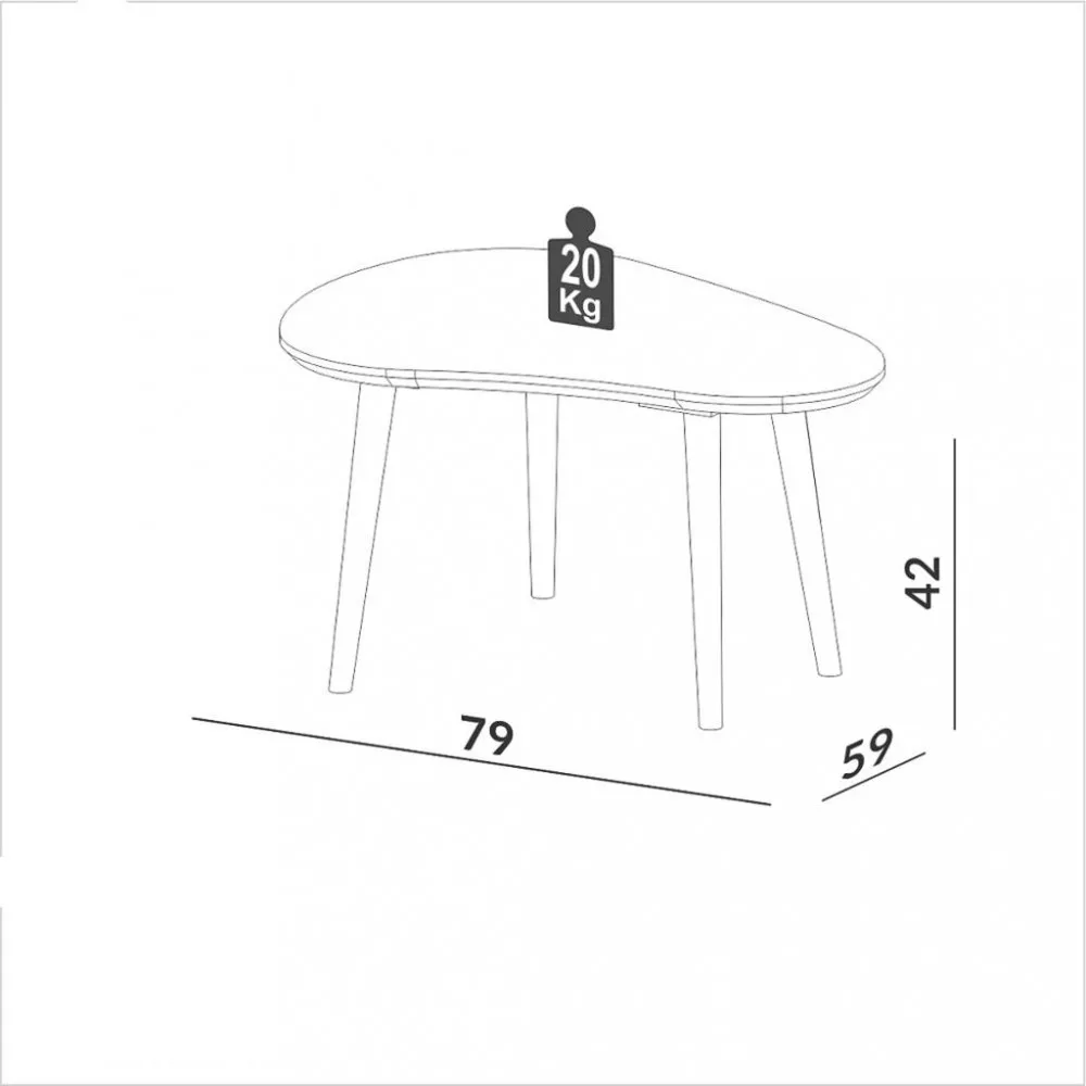 Mesa de Centro 79cm Orgânica  TB615 Dalla Costa