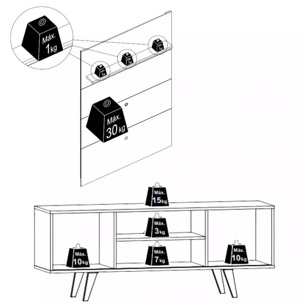 Painel Rack para TV até 65 Polegadas 2 Portas com Pés Panorama Madetec