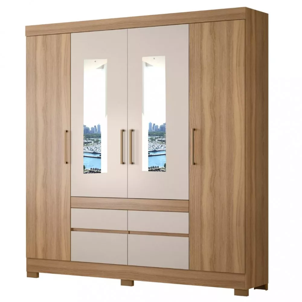 Guarda Roupa Casal 4 Portas 4 Gavetas Bilbão Demobile