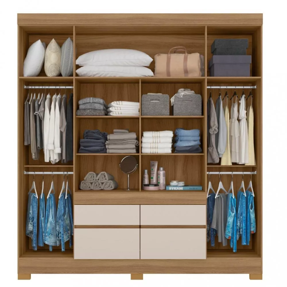 Guarda Roupa Casal 4 Portas 4 Gavetas Bilbão Demobile