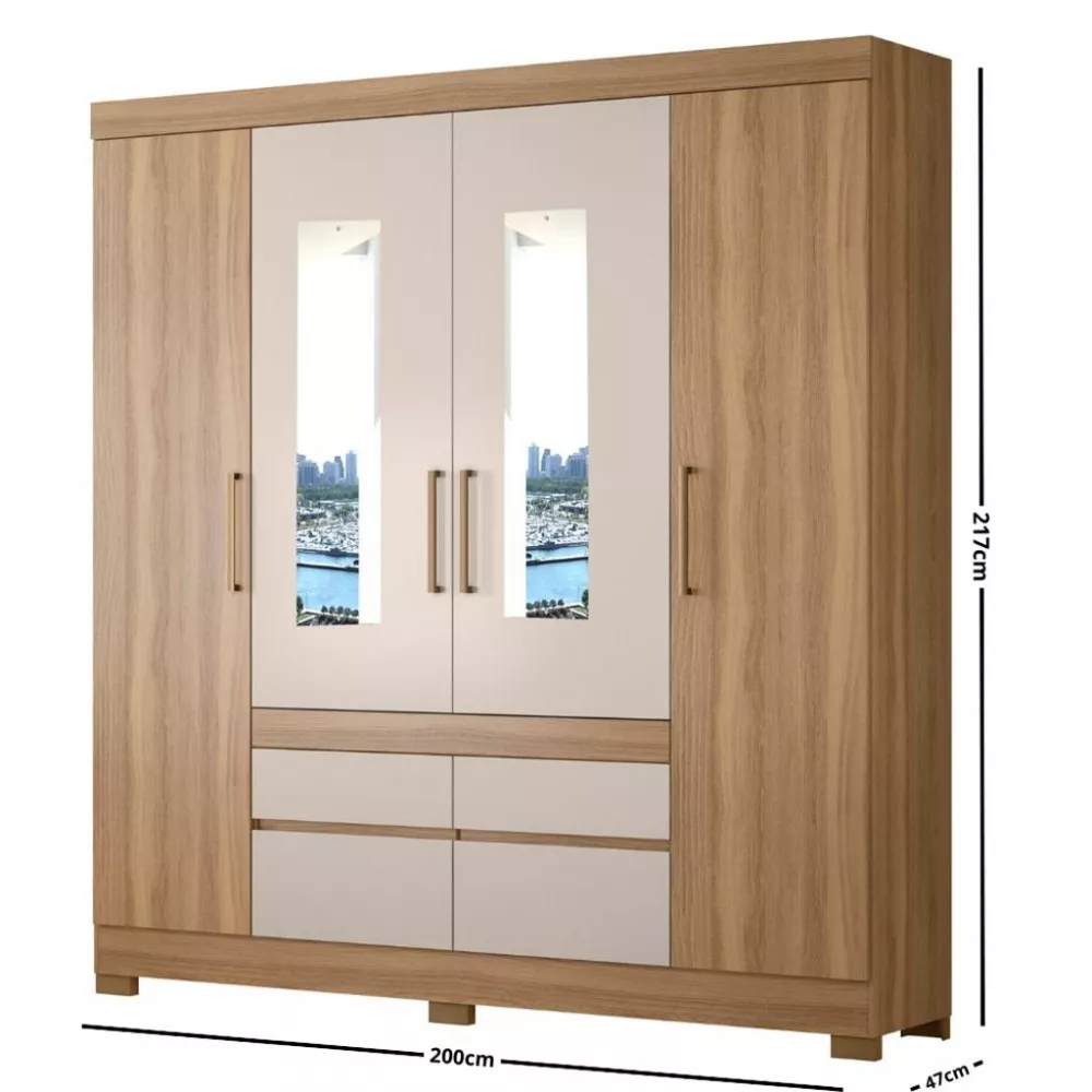 Guarda Roupa Casal 4 Portas 4 Gavetas Bilbão Demobile