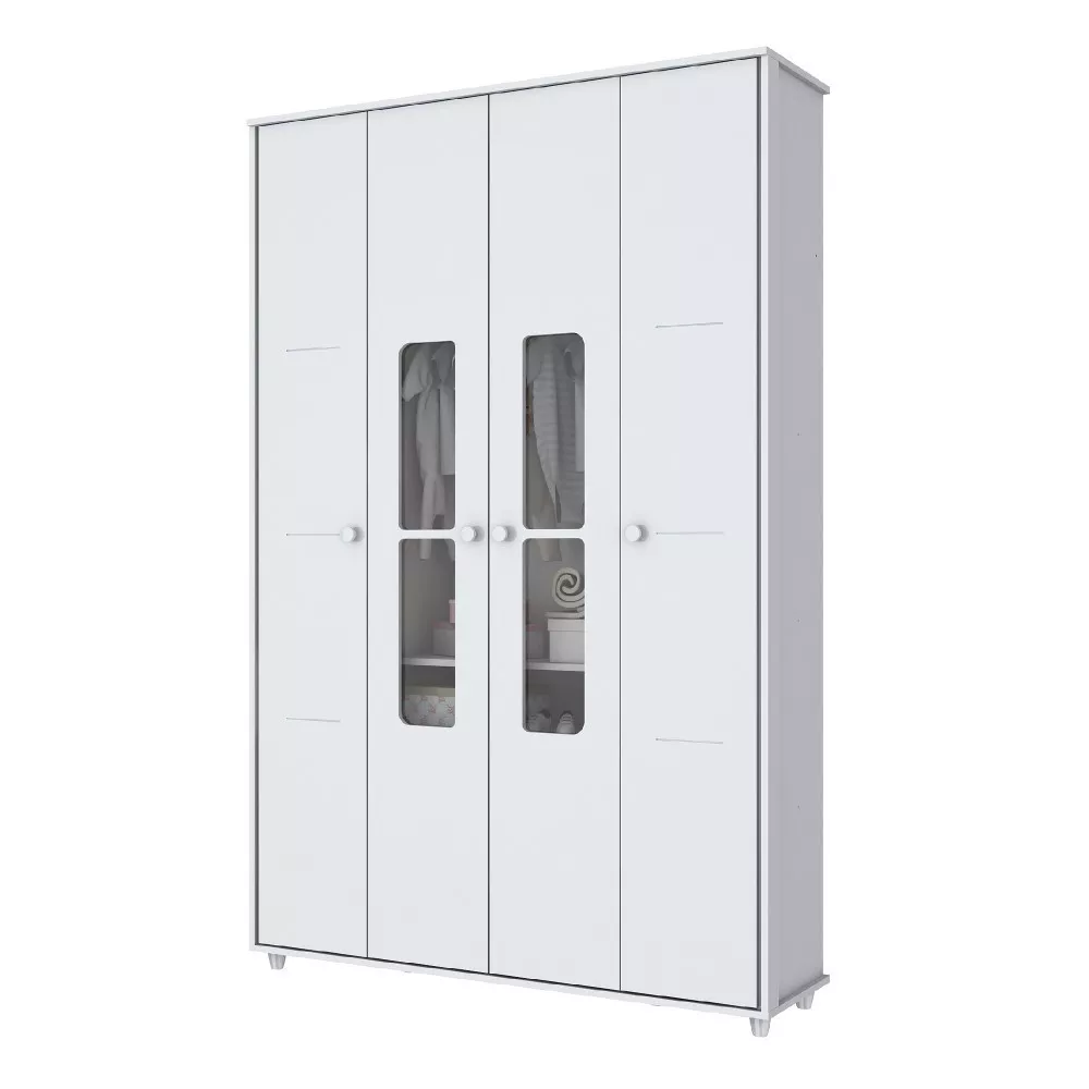 Guarda Roupa Infantil 4 Portas 2 Gavetas Aquarela Henn