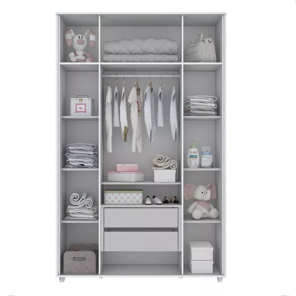 Guarda Roupa Infantil 4 Portas 2 Gavetas Aquarela Henn