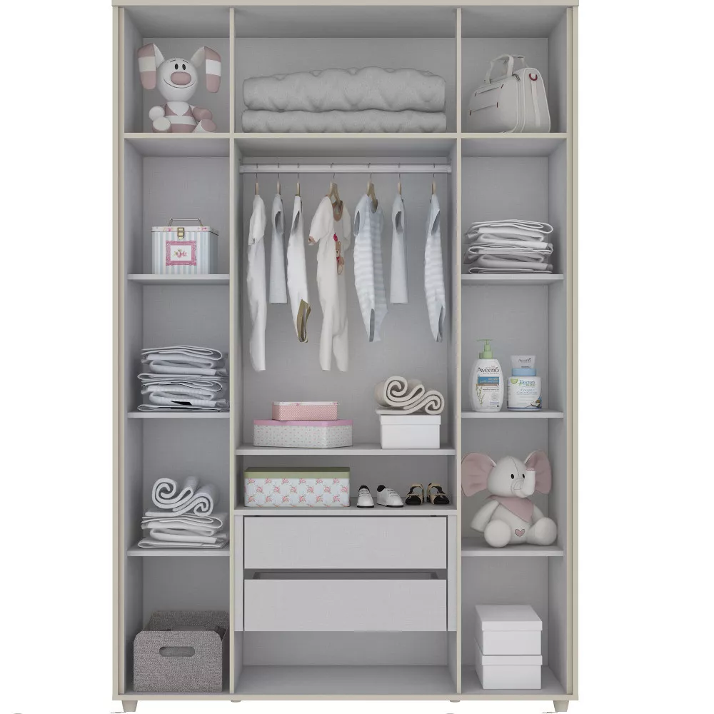 Guarda Roupa Infantil 4 Portas 2 Gavetas Aquarela Henn