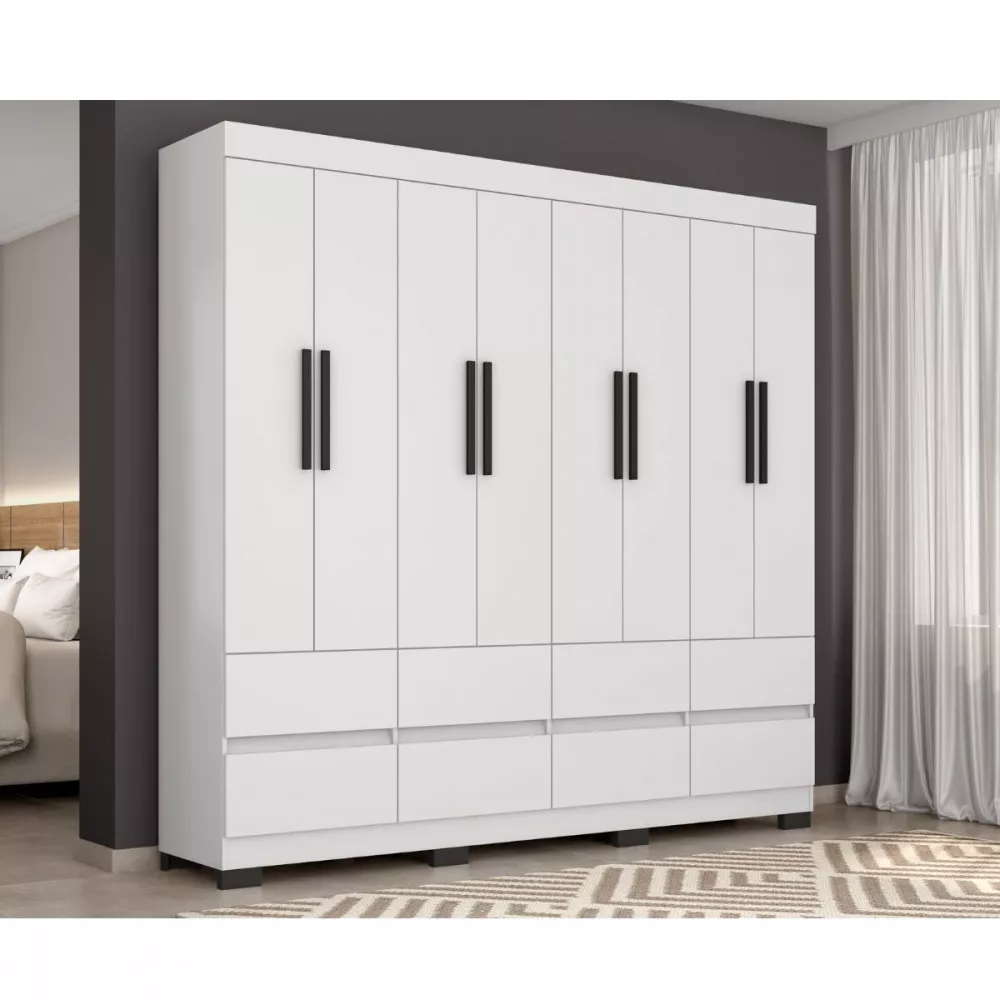 Guarda Roupa Esmeralda 8 Portas 8 Gavetas Sem Espelho Araplac