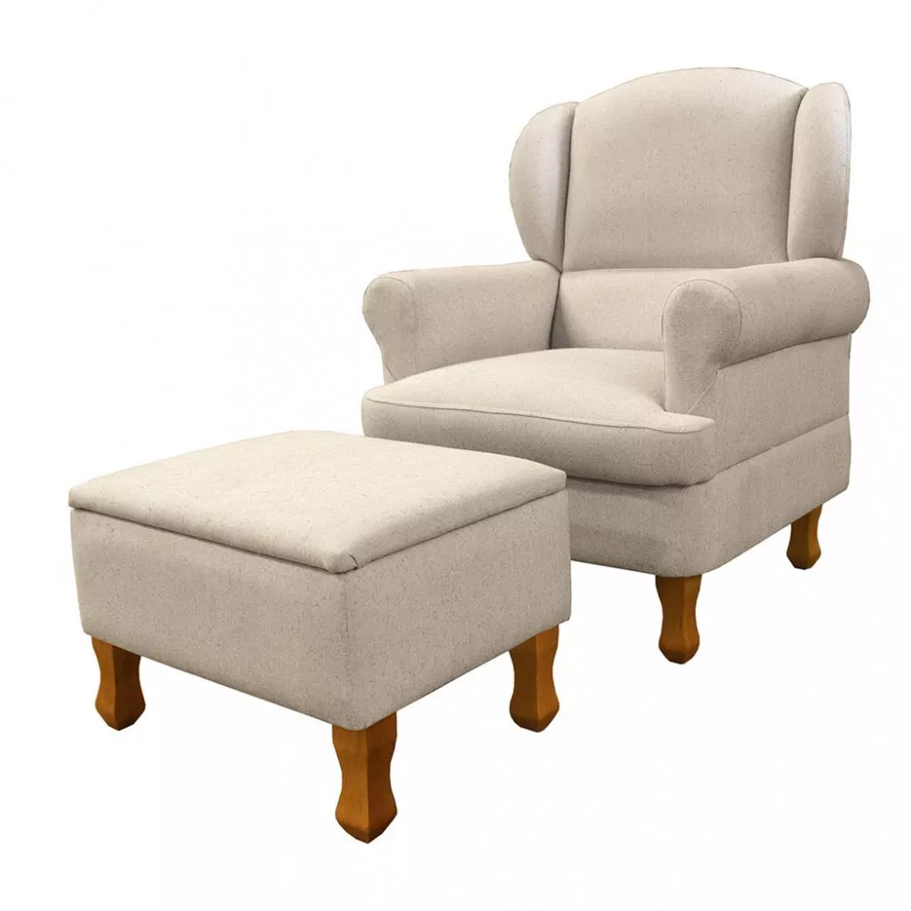 Poltrona de Amamentação Pés Fixos e Puff Sabrina Phoenix Baby