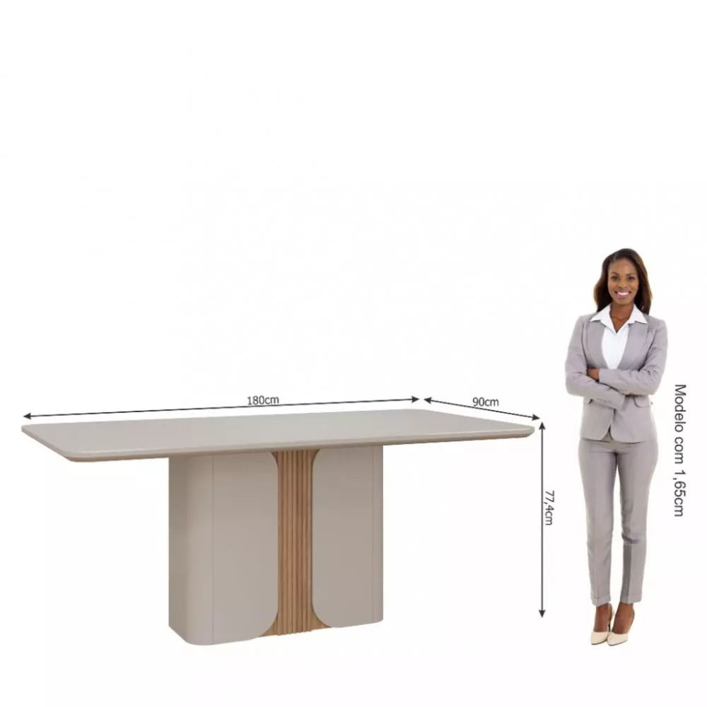 Mesa de Jantar 180cm Com Vidro Charlote Cimol