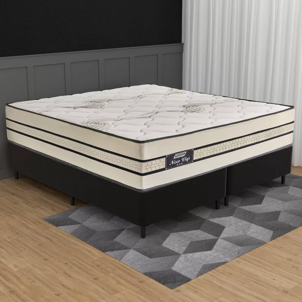 Cama Box King 193cm Molas Ensacadas New Vip 2CEN Gazin