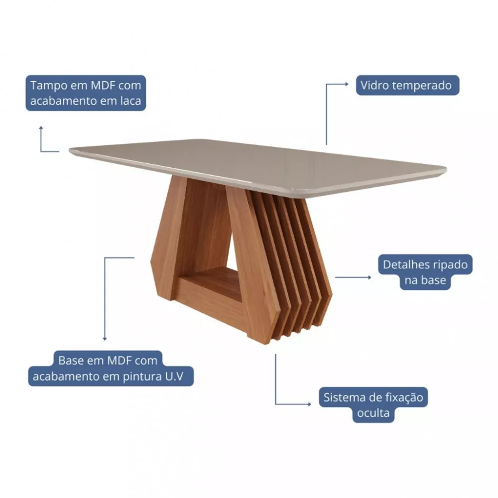 Mesa de Jantar 180 cm Agata Cimol