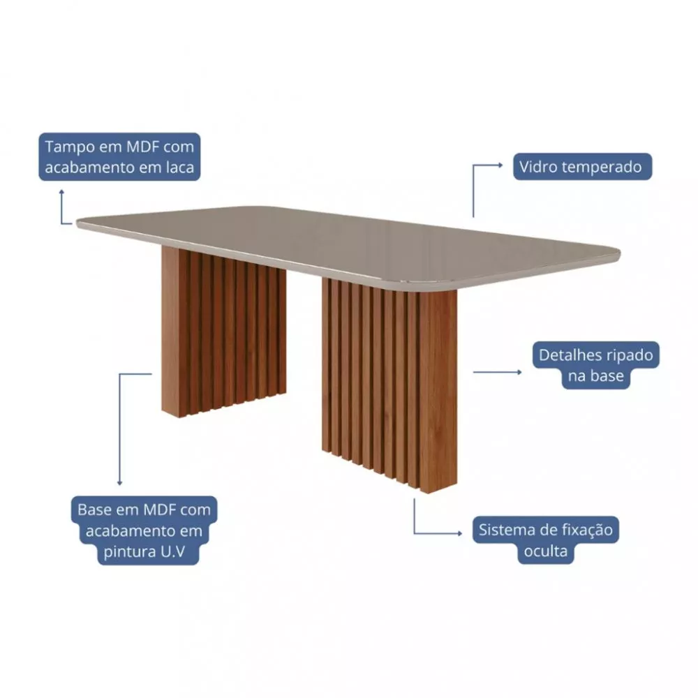 Mesa de Jantar 210cm Retangular Ester Cimol