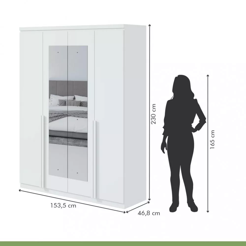Guarda Roupa Casal com Espelho 4 Portas Alonzo Lopas