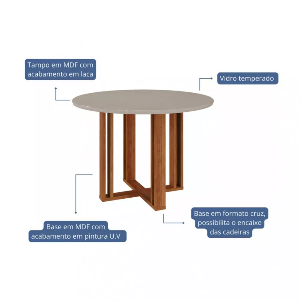 Image 1 of 3 of Mesa de Jantar Redonda com Vidro Flora Cimol