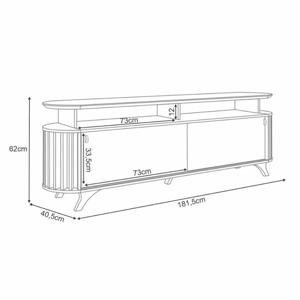 Rack para Tv até 70 Polegadas 2 Portas com Pés Ripado Alba HB Móveis