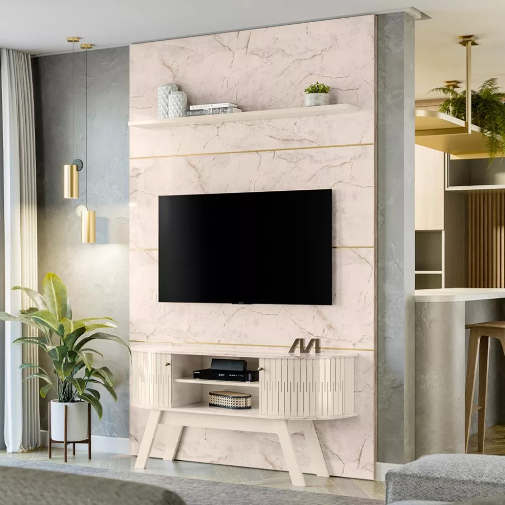 Rack com Painel para TV até 65 Polegadas 2 Portas com Pés Silverstone Madetec