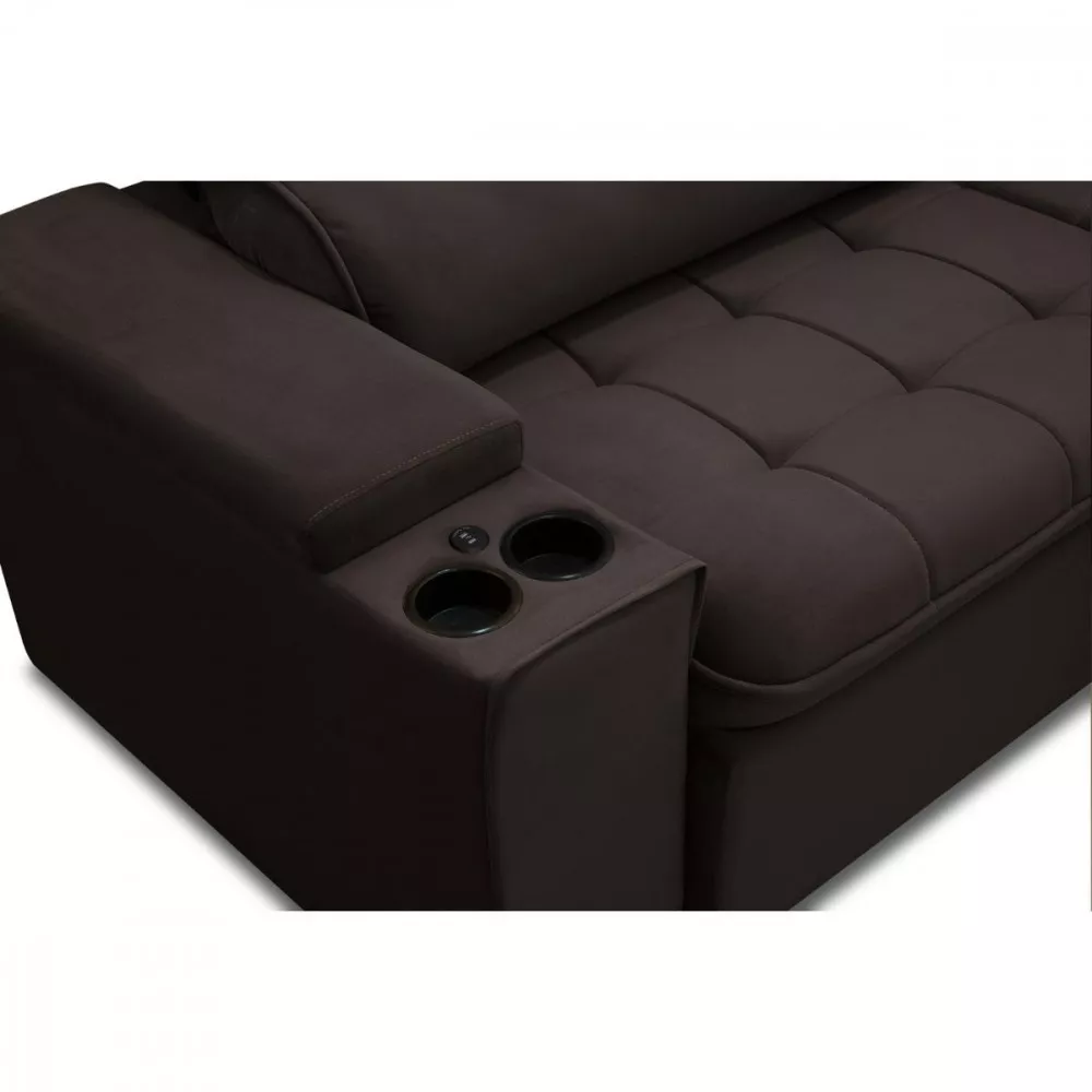 Sofá Ferguile Genebra 3 Lugares Com Porta Copo e USB