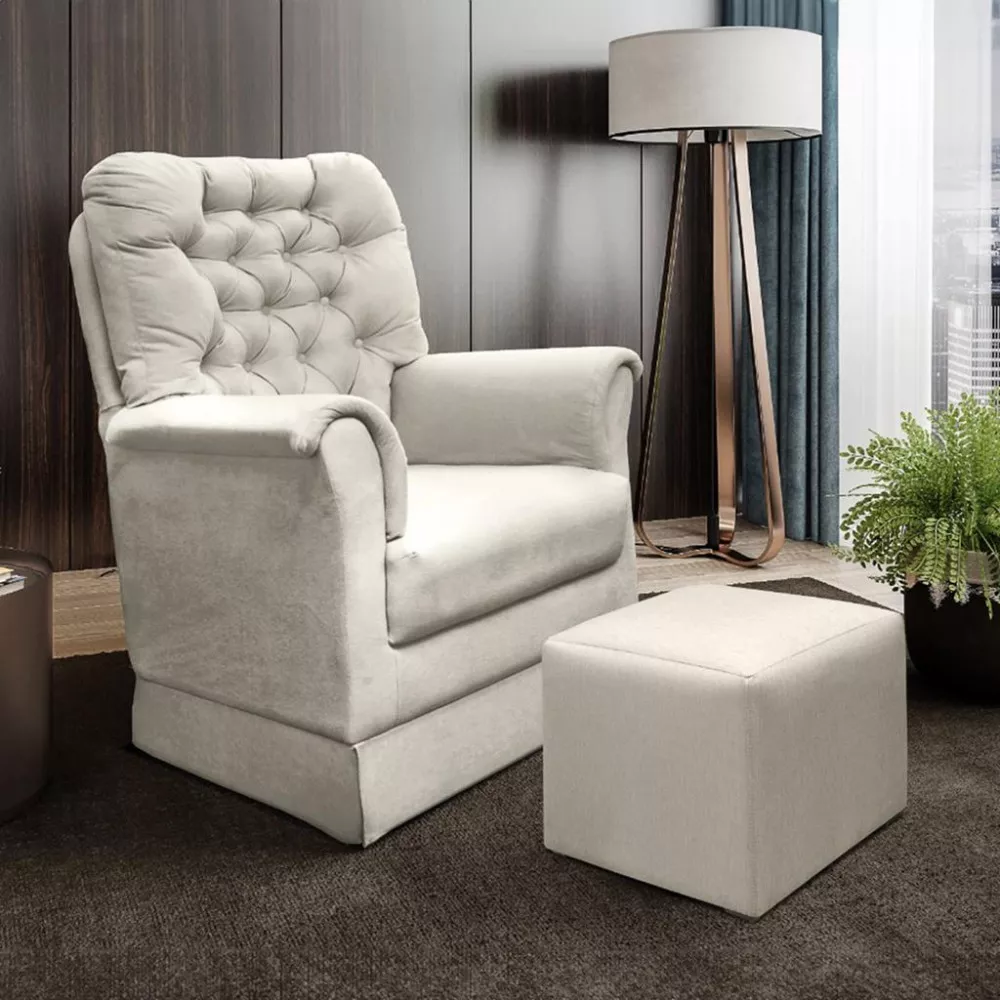 Poltrona de Amamentação com Puff Agatha Phoenix Baby