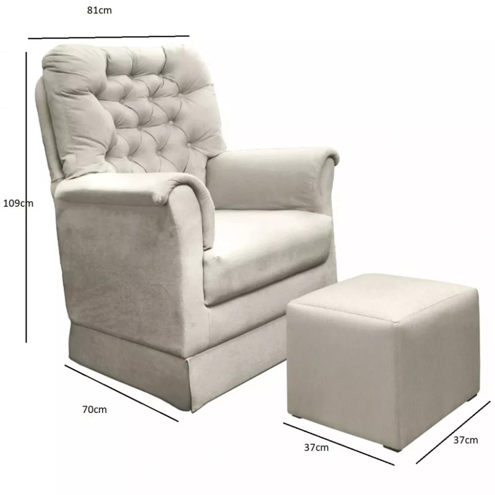 Poltrona de Amamentação com Puff Agatha Phoenix Baby