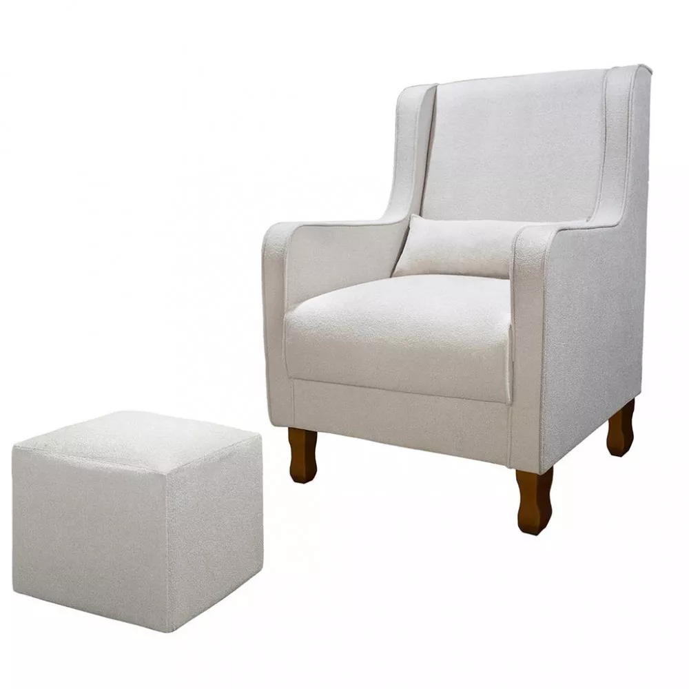 Poltrona Amamentação Boucle  Fixa Puff Sophia Phoenix Baby