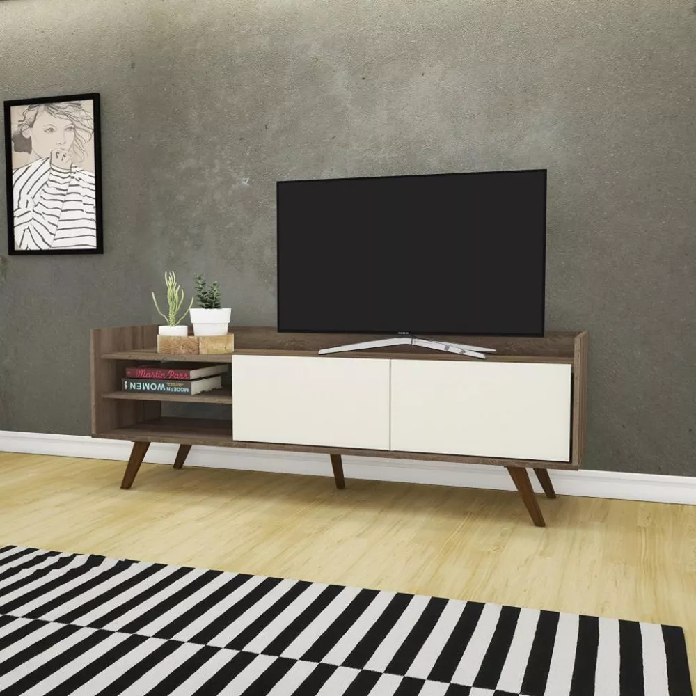 Rack Retrô para TV até 60 Polegadas 2 Gavetas com Pés RT3110 Movelbento
