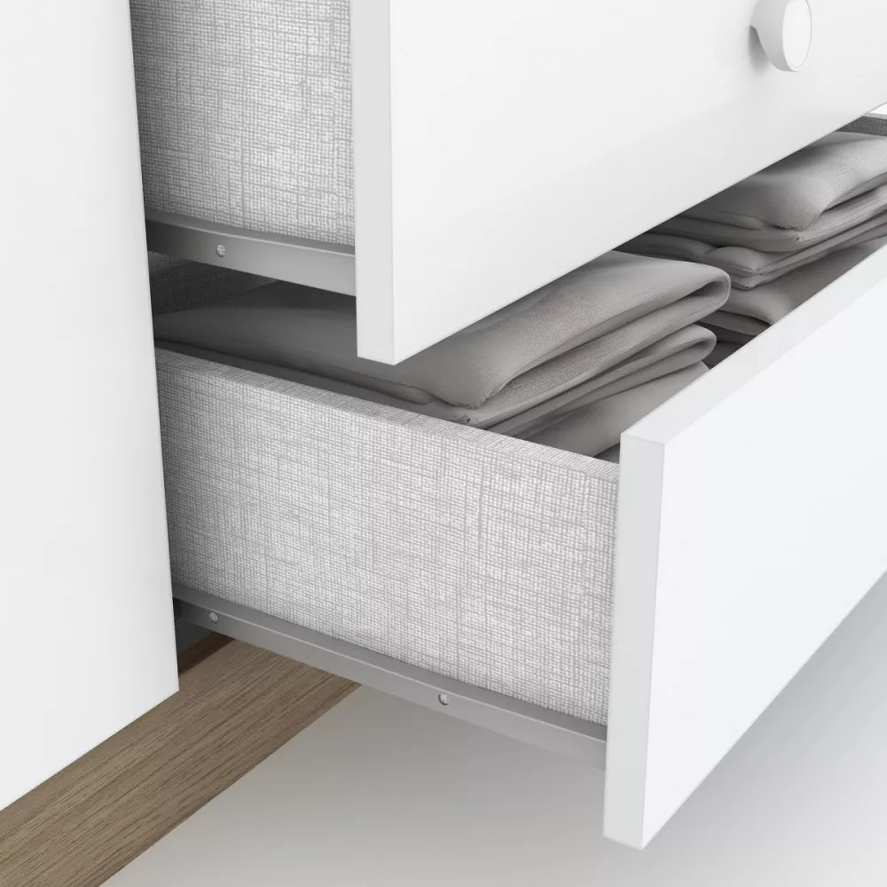 Quarto de Bebê Completo Berço Mini Cama Guarda Roupa 3 Portas 2 Gavetas e Cômoda 5 Gavetas Bala de Menta Henn