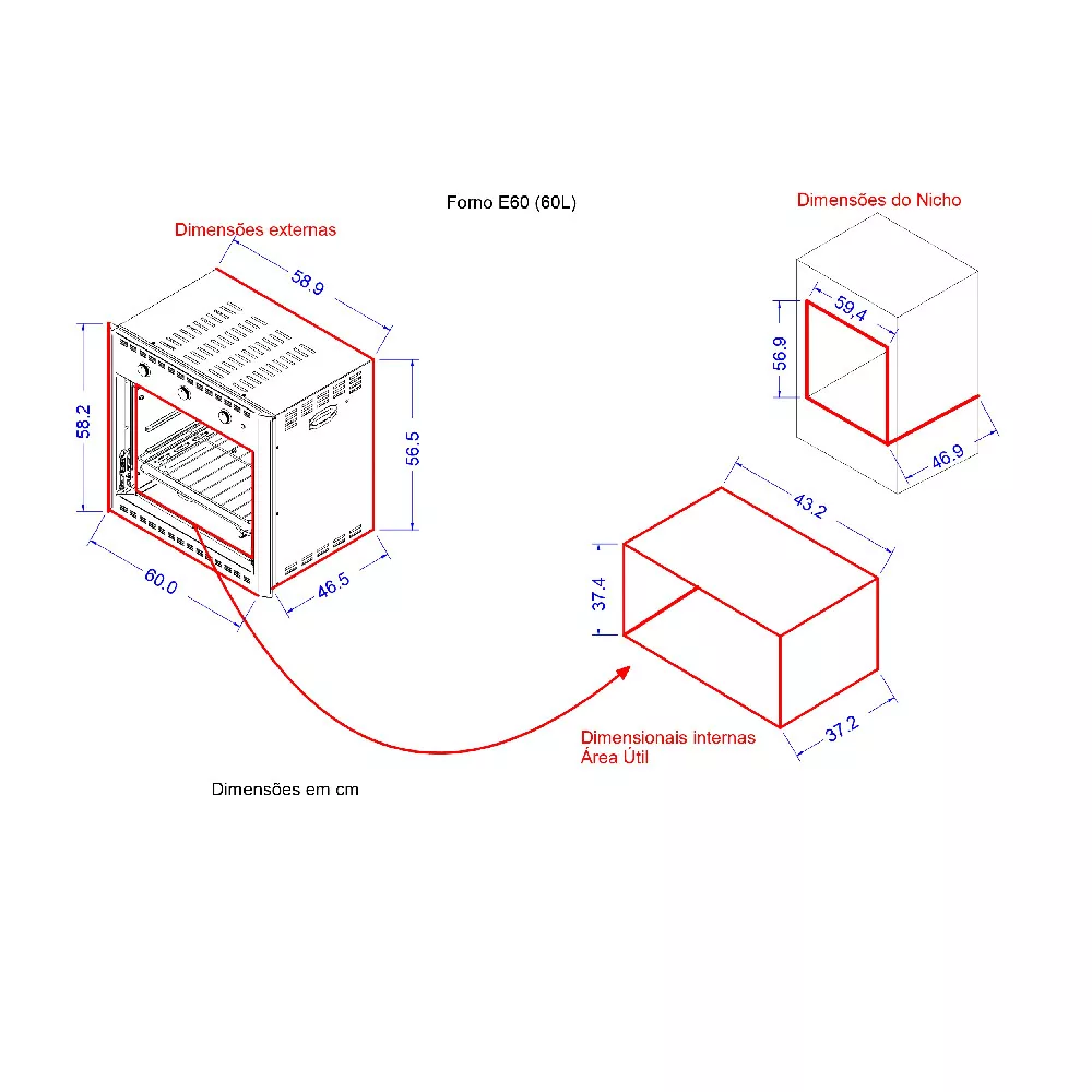 Image 5 of 7 of Forno Elétrico Embutir Nardelli E60 Inox 60L