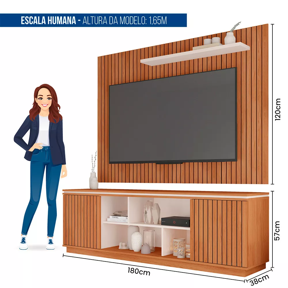 Composição Rack Simetria com Painel Aegon para Tv até 70 Polegadas Caemmun