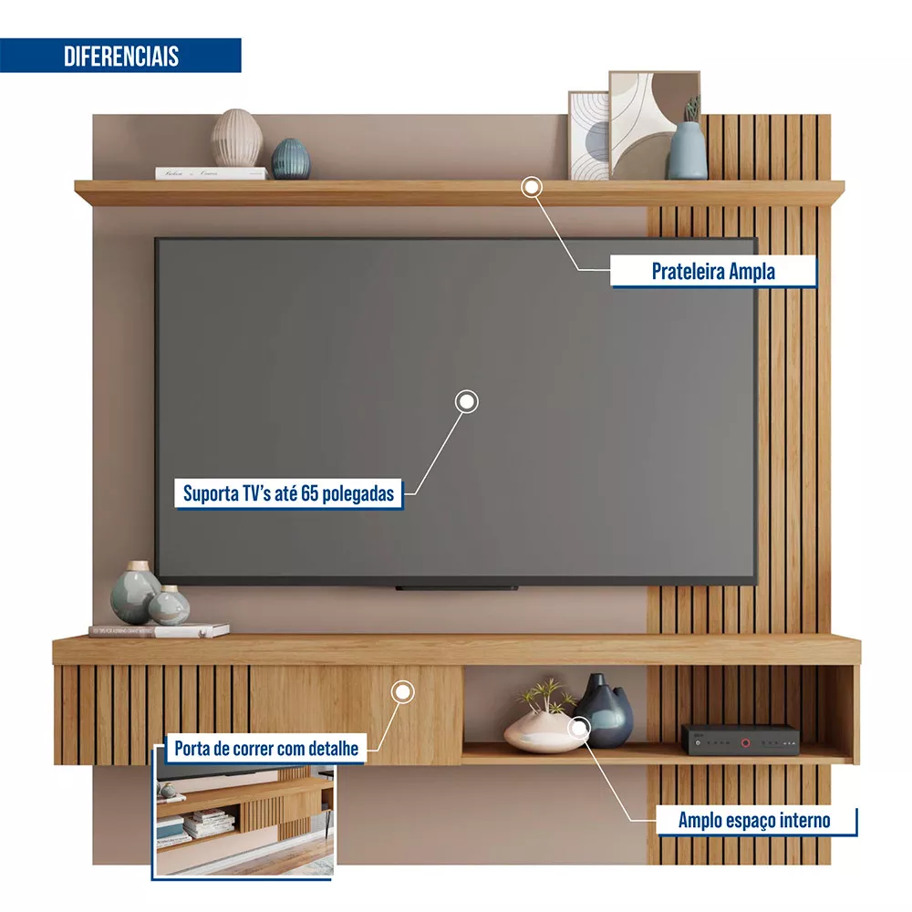 Painel para Tv até 65 Polegadas Jade 1.8 Caemmun