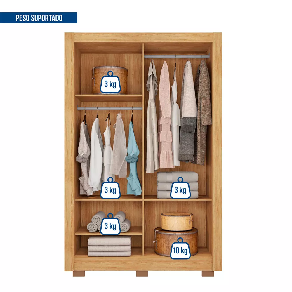 Guarda Roupa com Espelhos 2 Portas com Pés Santiago Caemmun