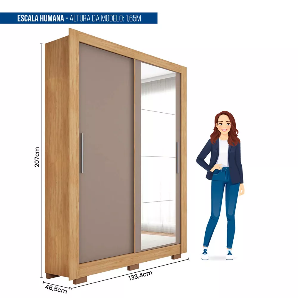 Guarda Roupa com Espelhos 2 Portas com Pés Santiago Caemmun