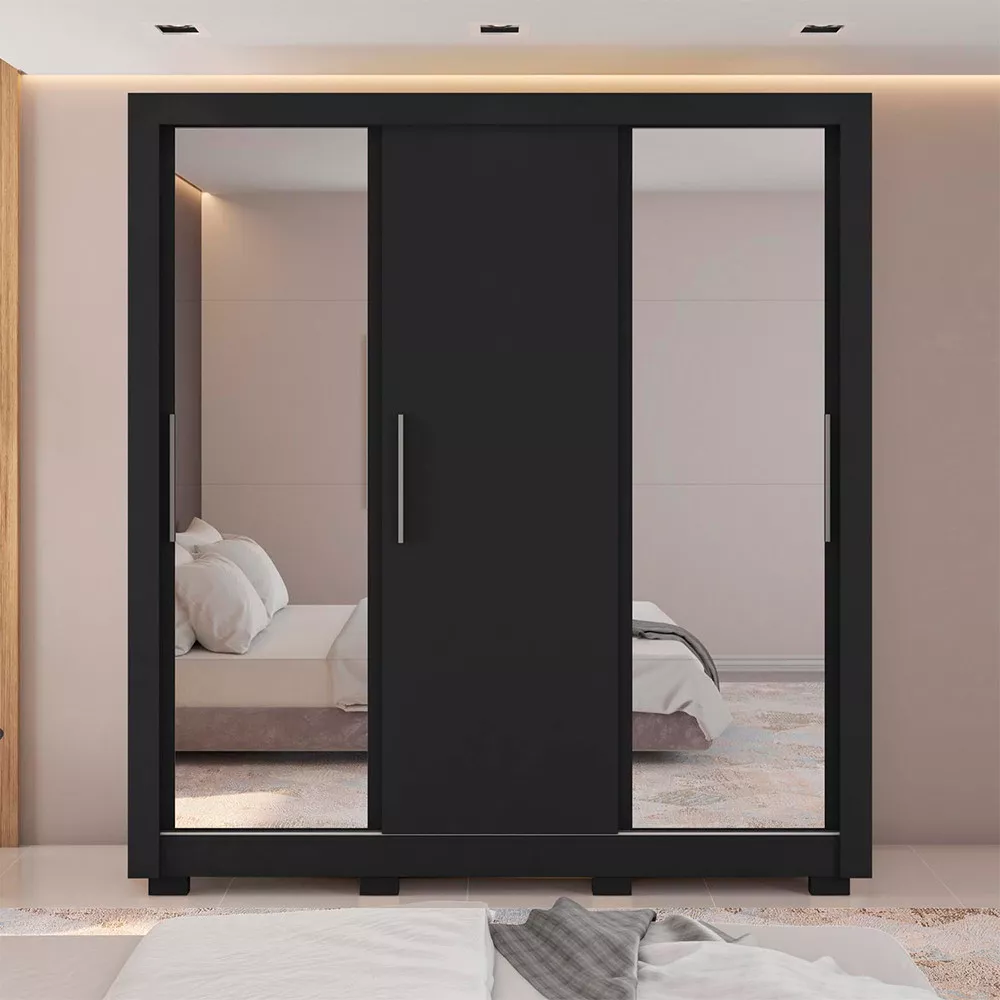Guarda Roupa com Espelhos 3 Portas 2 Gavetas com Pés Santiago Caemmun