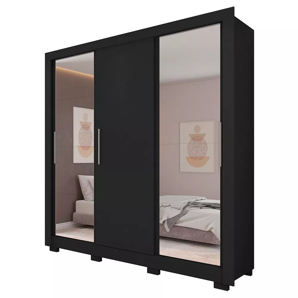 Guarda Roupa com Espelhos 3 Portas 2 Gavetas com Pés Santiago Caemmun