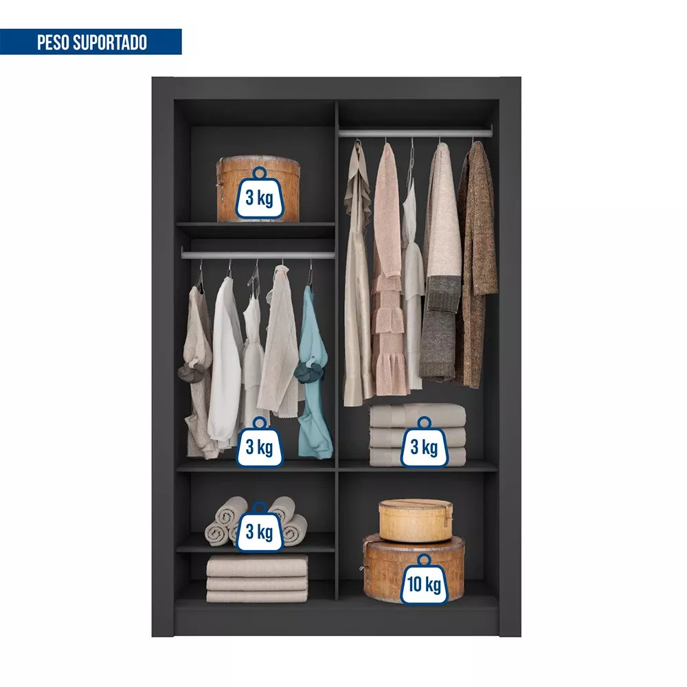 Guarda Roupa com Espelhos 2 Portas Santiago Caemmun