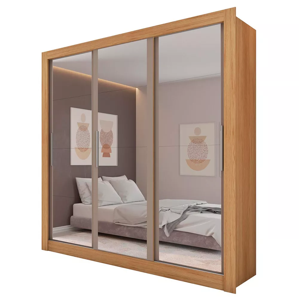 Guarda Roupa com Espelhos 3 Portas 2 Gavetas Santiago Caemmun