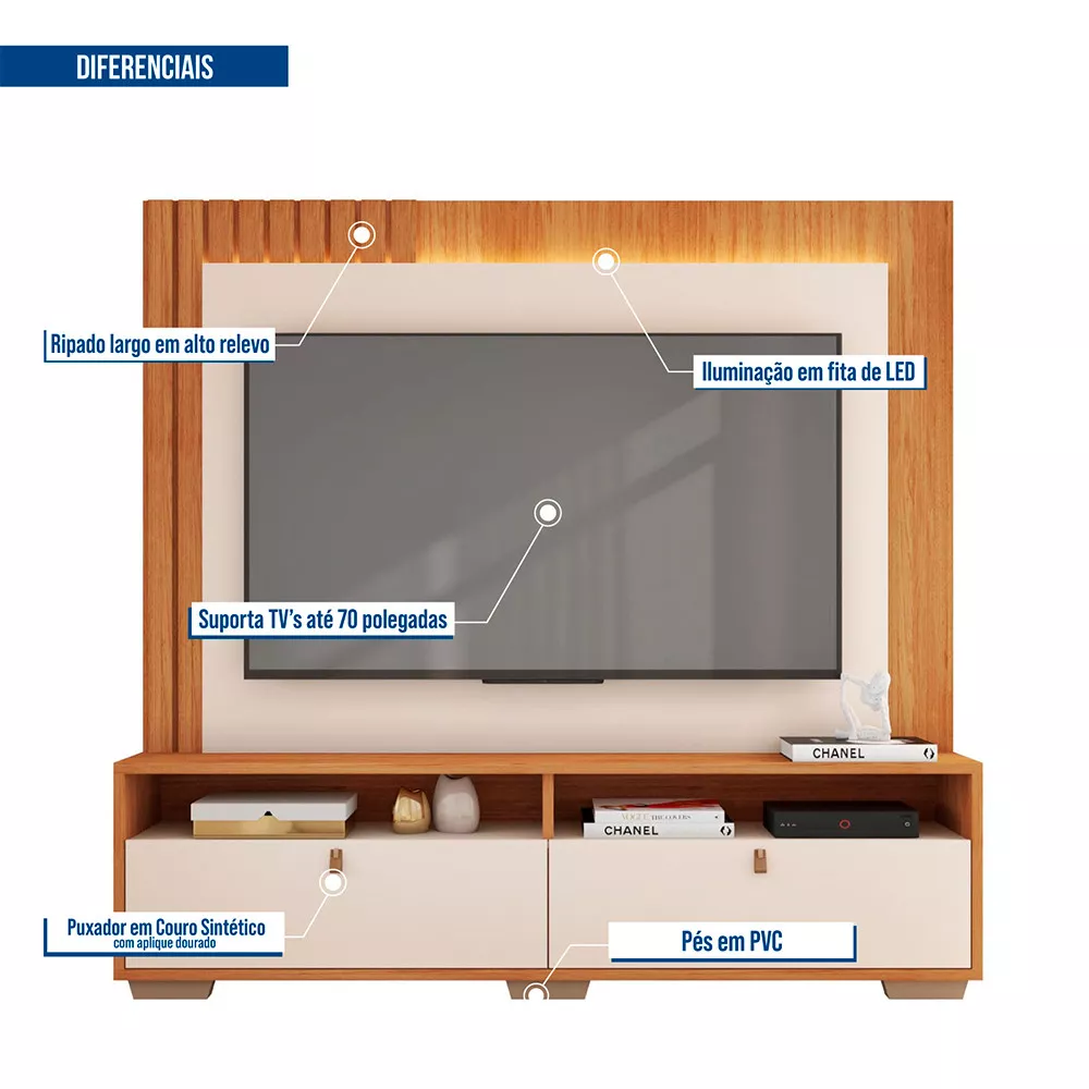Painel Home Theater para Tv até 70 Polegadas Fox Caemmun