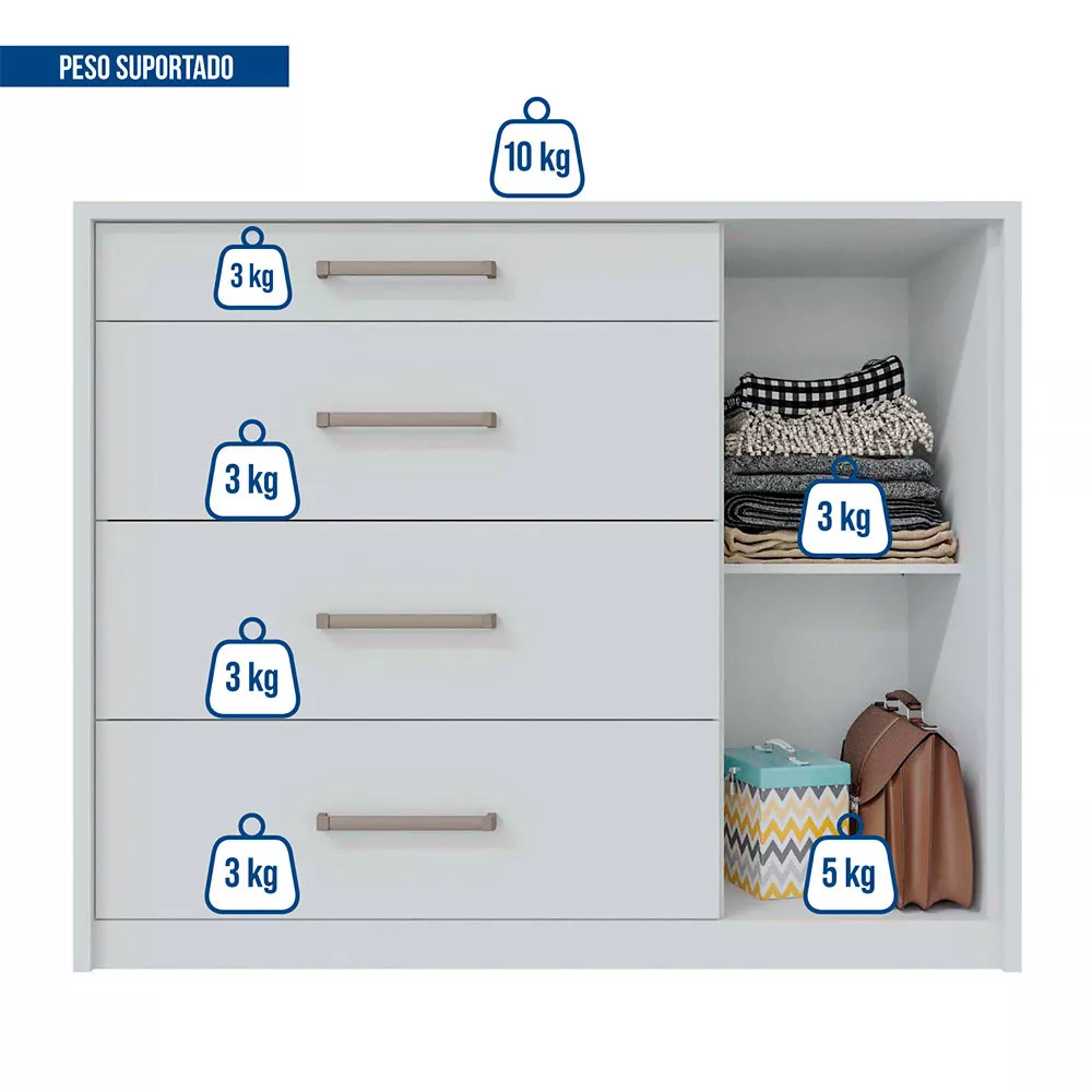 Cômoda Palacius 1 Porta 4 Gavetas Caemmun