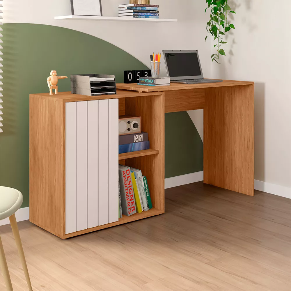 Escrivaninha para Escritório com 1 Porta Ripada Tech Caemmun