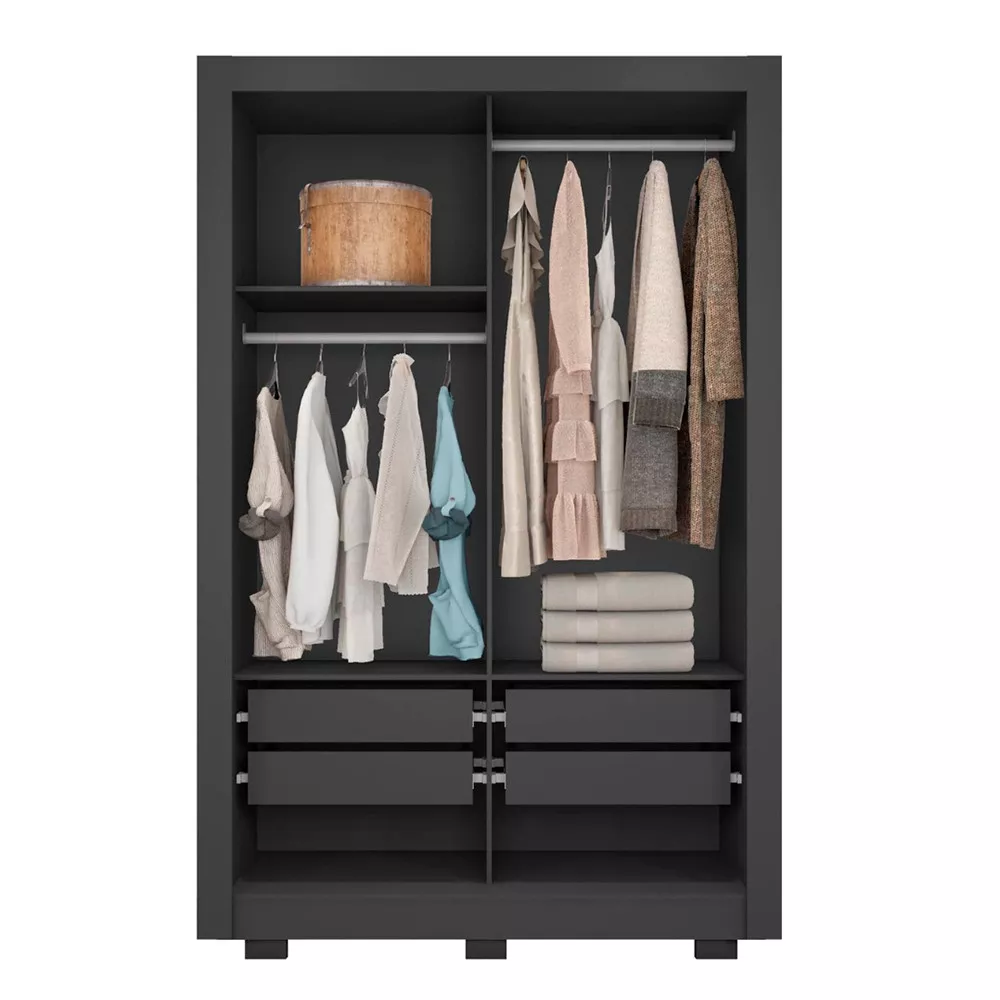 Guarda Roupa com Espelhos 2 Portas 4 Gavetas com Pés Santiago Caemmun
